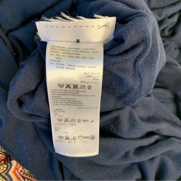 KOOKAI Blue Floral Silk Drop Shoulder V Neck Sheath Dress 42 / US 10‎ - Picture 8 of 12